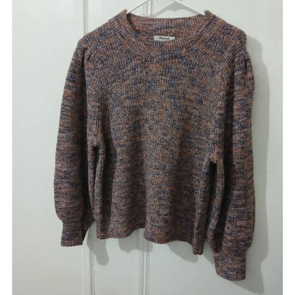 Madewell womens‎ xl puffer Baloon Sleeve boxy wool sweater pik gray heathered